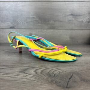 Fioni Ankle Strap Sandals Women's Size 9.5 Multi-Color 80’s Style